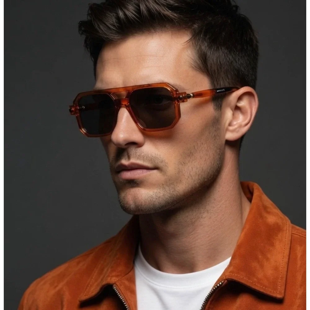 Square Oversized Retro Sunglasses Men Bold Thick Frame UV400 Shades Fashion New